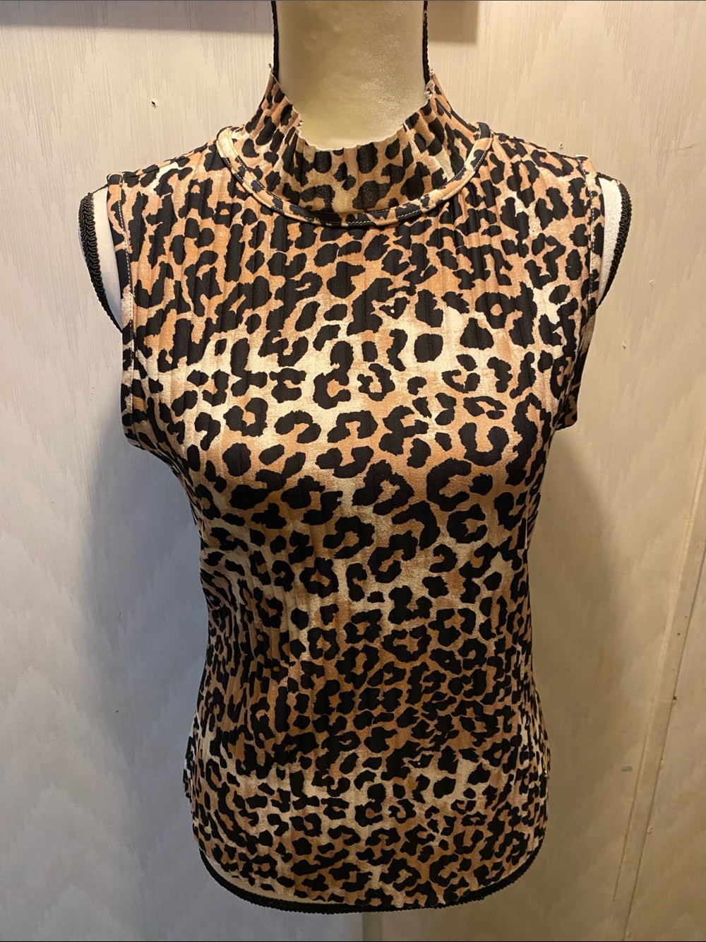 Marc New York Leopard Print Sleeveless Mock Neck Tank - Brown & Black